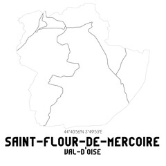 Obraz premium SAINT-FLOUR-DE-MERCOIRE Val-d'Oise. Minimalistic street map with black and white lines.