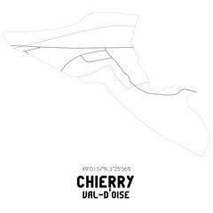 CHIERRY Val-d'Oise. Minimalistic street map with black and white lines.