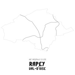 RAPEY Val-d'Oise. Minimalistic street map with black and white lines.