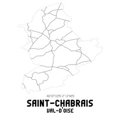 SAINT-CHABRAIS Val-d'Oise. Minimalistic street map with black and white lines.