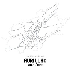 AURILLAC Val-d'Oise. Minimalistic street map with black and white lines.