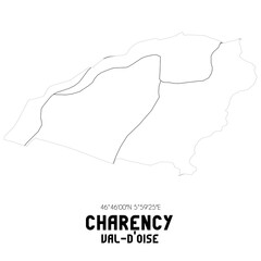 CHARENCY Val-d'Oise. Minimalistic street map with black and white lines.