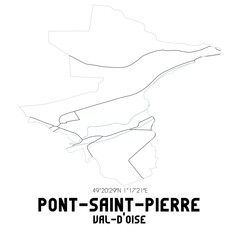 PONT-SAINT-PIERRE Val-d'Oise. Minimalistic street map with black and white lines.