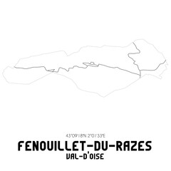 FENOUILLET-DU-RAZES Val-d'Oise. Minimalistic street map with black and white lines.