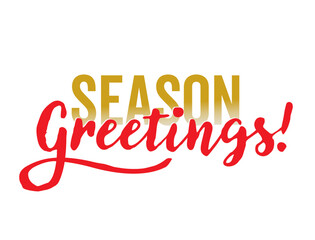 SEASON'S GREETINGS red And Gold vector brush calligraphy banner