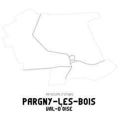 PARGNY-LES-BOIS Val-d'Oise. Minimalistic street map with black and white lines.