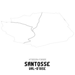 SANTOSSE Val-d'Oise. Minimalistic street map with black and white lines.
