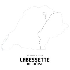 LABESSETTE Val-d'Oise. Minimalistic street map with black and white lines.