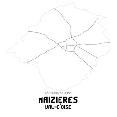 MAIZIERES Val-d'Oise. Minimalistic street map with black and white lines.