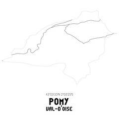 POMY Val-d'Oise. Minimalistic street map with black and white lines.