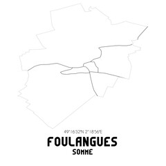 FOULANGUES Somme. Minimalistic street map with black and white lines.
