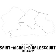 SAINT-MICHEL-D'HALESCOURT Val-d'Oise. Minimalistic street map with black and white lines.