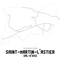 SAINT-MARTIN-L'ASTIER Val-d'Oise. Minimalistic street map with black and white lines.