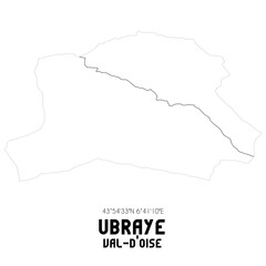 UBRAYE Val-d'Oise. Minimalistic street map with black and white lines.