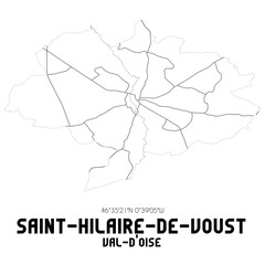 SAINT-HILAIRE-DE-VOUST Val-d'Oise. Minimalistic street map with black and white lines.