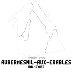 AUBERMESNIL-AUX-ERABLES Val-d'Oise. Minimalistic street map with black and white lines.