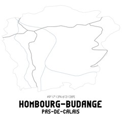HOMBOURG-BUDANGE Pas-de-Calais. Minimalistic street map with black and white lines.