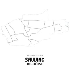 SAUVIAC Val-d'Oise. Minimalistic street map with black and white lines.