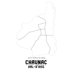 CHAUNAC Val-d'Oise. Minimalistic street map with black and white lines.