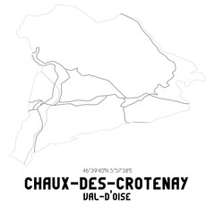CHAUX-DES-CROTENAY Val-d'Oise. Minimalistic street map with black and white lines.
