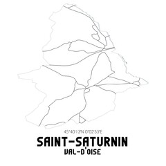 SAINT-SATURNIN Val-d'Oise. Minimalistic street map with black and white lines.