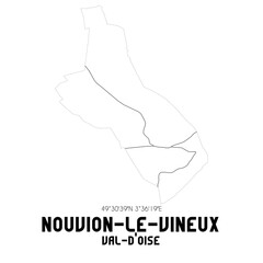 NOUVION-LE-VINEUX Val-d'Oise. Minimalistic street map with black and white lines.