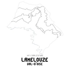 LAMELOUZE Val-d'Oise. Minimalistic street map with black and white lines.