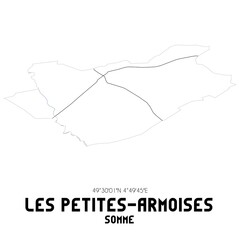 LES PETITES-ARMOISES Somme. Minimalistic street map with black and white lines.