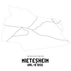 MIETESHEIM Val-d'Oise. Minimalistic street map with black and white lines.