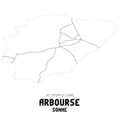 ARBOURSE Somme. Minimalistic street map with black and white lines.