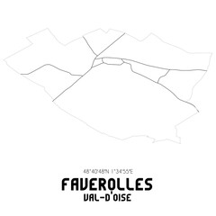 FAVEROLLES Val-d'Oise. Minimalistic street map with black and white lines.