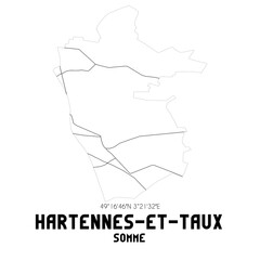 HARTENNES-ET-TAUX Somme. Minimalistic street map with black and white lines.