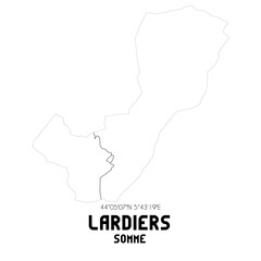Fototapeta premium LARDIERS Somme. Minimalistic street map with black and white lines.