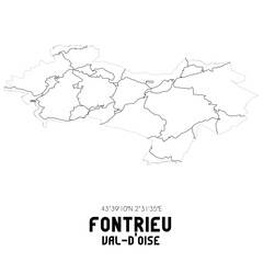 FONTRIEU Val-d'Oise. Minimalistic street map with black and white lines.