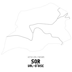 SOR Val-d'Oise. Minimalistic street map with black and white lines.