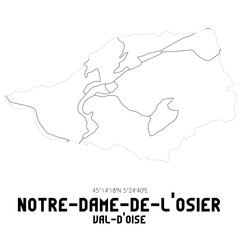 NOTRE-DAME-DE-L'OSIER Val-d'Oise. Minimalistic street map with black and white lines.