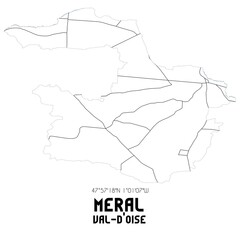 MERAL Val-d'Oise. Minimalistic street map with black and white lines.