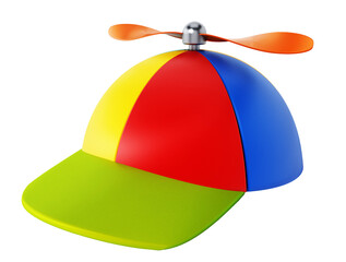 Multi colored hat with propeller on transparent background