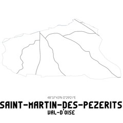 SAINT-MARTIN-DES-PEZERITS Val-d'Oise. Minimalistic street map with black and white lines.