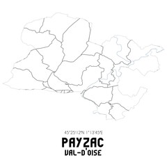 PAYZAC Val-d'Oise. Minimalistic street map with black and white lines.