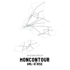 MONCONTOUR Val-d'Oise. Minimalistic street map with black and white lines.