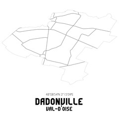 DADONVILLE Val-d'Oise. Minimalistic street map with black and white lines.