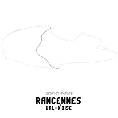 RANCENNES Val-d'Oise. Minimalistic street map with black and white lines.