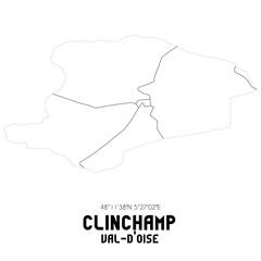 CLINCHAMP Val-d'Oise. Minimalistic street map with black and white lines.