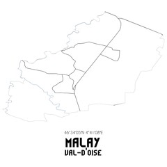 MALAY Val-d'Oise. Minimalistic street map with black and white lines.