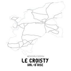 LE CROISTY Val-d'Oise. Minimalistic street map with black and white lines.