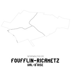 FOUFFLIN-RICAMETZ Val-d'Oise. Minimalistic street map with black and white lines.
