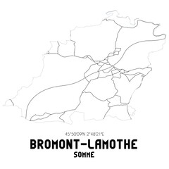 BROMONT-LAMOTHE Somme. Minimalistic street map with black and white lines.