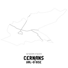 CERNANS Val-d'Oise. Minimalistic street map with black and white lines.