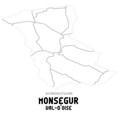 MONSEGUR Val-d'Oise. Minimalistic street map with black and white lines.